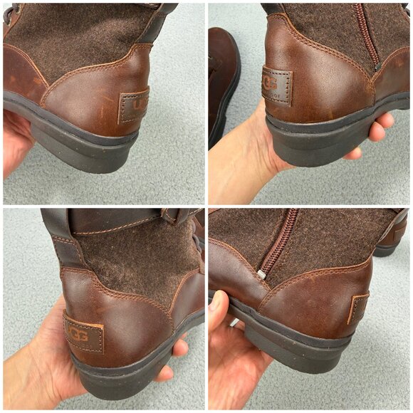 UGG Boots Womens 10 Shoes Brown Kesey Waterproof Shearling Zipper Ankle Booties - Picture 12 of 13